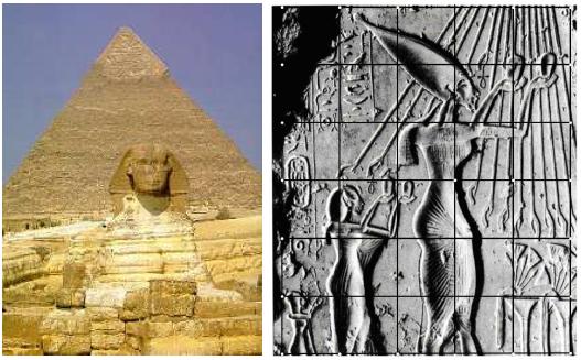 قواعد النسبة الذهبية للإهرامات وللرسومات الفرعونية
